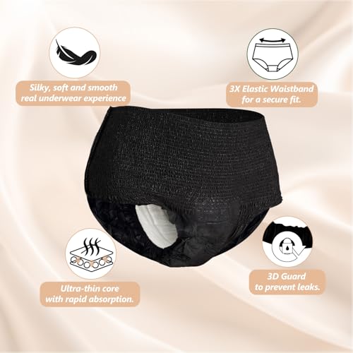 MOLLIS Disposable Period Underwear for Women, Postpartum Panties, Maternity Knickers Heavy Flow Leak Proof, Black (XX-Large, Count, 8) - Image 3