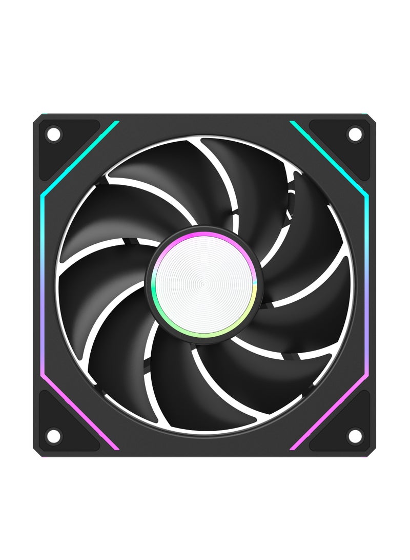 POWER XH-AL-NP 120mm ARGB Reverse Case Fan Black Edition, RGB Lighting Effect 5V 3PIN Motherboard Light Synchronization 400~1500RPM PWM PC Fan for Computer Case and Liquid Radiator (Single Pack)  - Image 4