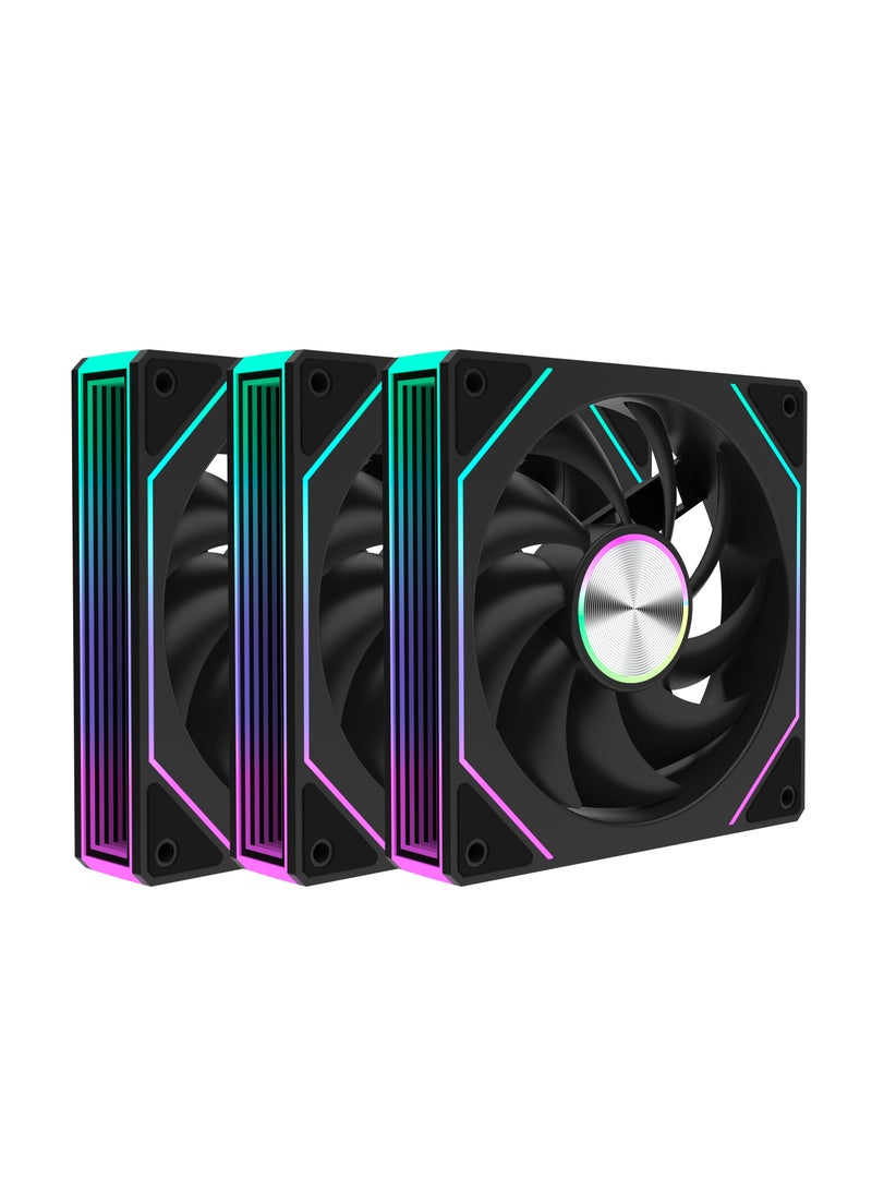 POWER XH-AL-NP 120mm ARGB Reverse Case Fan Black Edition, RGB Lighting Effect 5V 3PIN Motherboard Light Synchronization 400~1500RPM PWM PC Fan for Computer Case and Liquid Radiator (Single Pack)  - Image 5