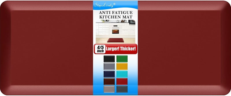 StepLively 4/5 Inch Thick Kitchen Mat - Cushioned Anti Fatigue Mats for Kitchen Floor - Easy to Clean, Waterproof, Non-Slip Kitchen Rug for Sink, Office, Kitchen (22''x54'' Red) - Image 1