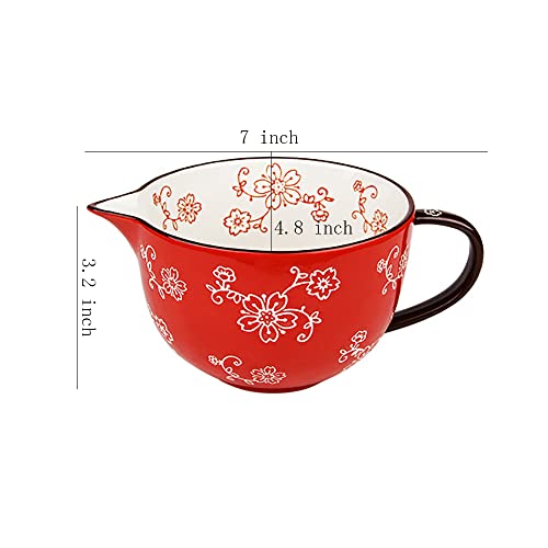 Gaolinci Cherry Blossom Pattern Kitchen Ceramic Mixing Bowl 05 Quart Large Bowl with Pouring Spout and Handle - Image 3