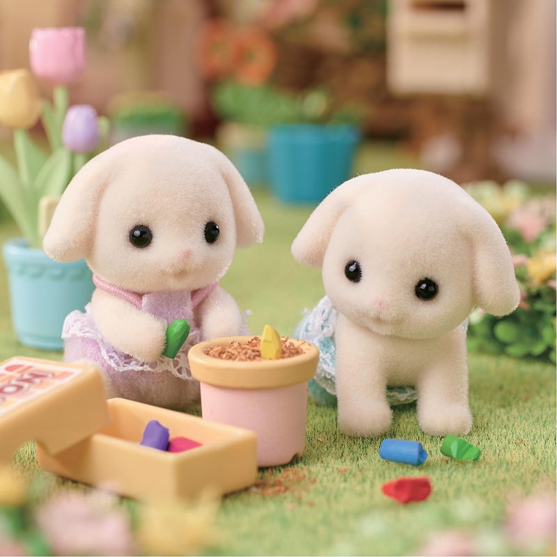 Calico Critters Flora Rabbit Twins - Set of 2 Collectible Doll Figures for Ages 3+ - Image 3