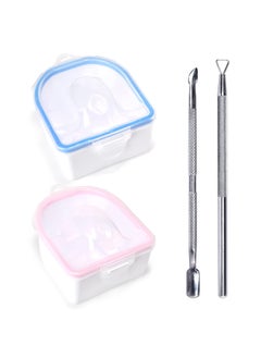 KADS KADS 2PCS Nail Soaking Bowl Triangle Cuticle Peeler and Stainless Steel Cuticle Pusher Soak Off Gel Polish Dip Powder Remover Manicure Bowl Nail Art Tool 