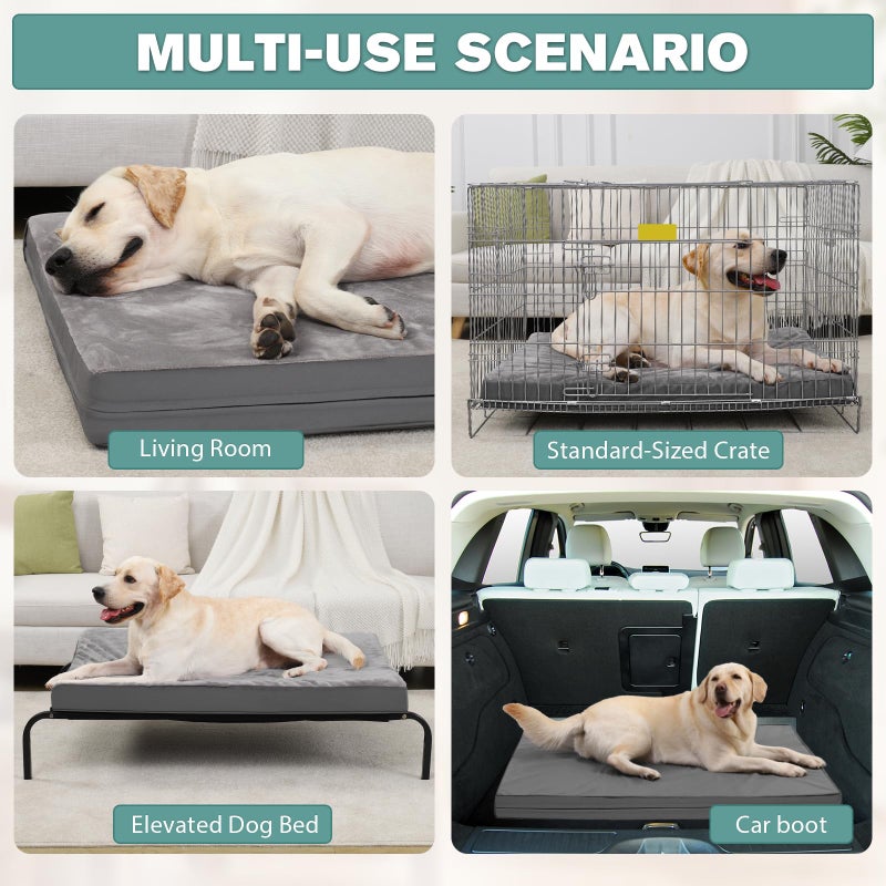Vonabem Waterproof Outdoor Dog Bed Large Medium Sized Dogs, Washable Crate Pad 35 inch, Foam Orthopedic Pet Beds with Removable Cover,Durable Anti-Slip Kennel Pads 35"x22", Gray - Image 4