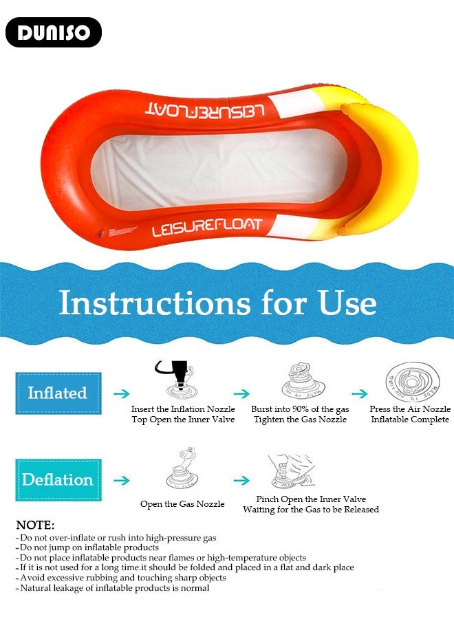 DUNISO حلقة سباحة PVC عائمة طوف قابل للنفخ للبالغين كراسي عائمة طوف عائم كرسي عائم طوف مائي سرير قابل للنفخ طوف شاطئي ألعاب حفلات السباحة - Image 2