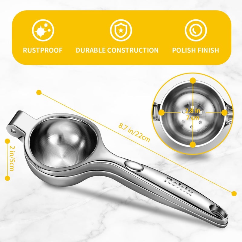 Rekix Lemon Squeezer, Max Extraction Hand Press Lemon Juicer, Heavy Duty Manual Orange Juicer, Sturdy Metal Lime Squeezer, Durable Handheld Citrus Fruit Squeezer for Kitchen Bar, Exprimidor De Limones - Image 2