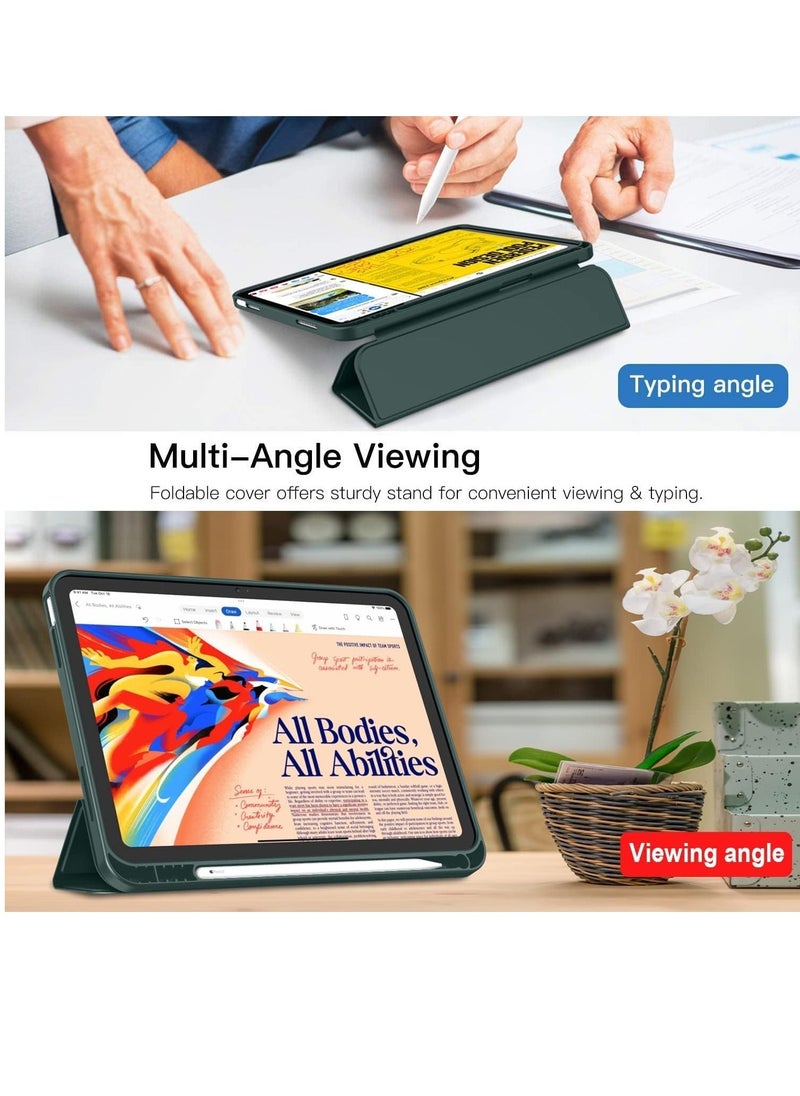 vesus New iPad 10.9 Inch Case 2022 (10th Gen) with Pencil Holder, Trifold Stand Smart Case, Soft TPU Back, Auto Wake/Sleep - Midnight Green - Image 5