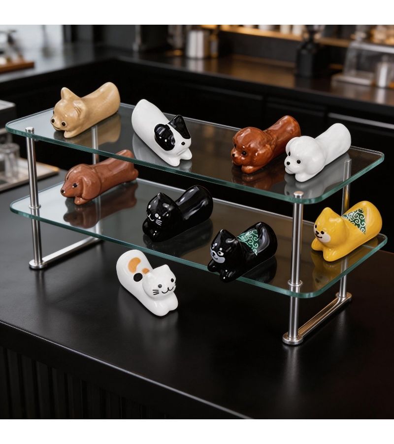 Ceramic French Bulldog Chopstick Holder Cute Dog Cat Print Dining Accessory - Image 1
