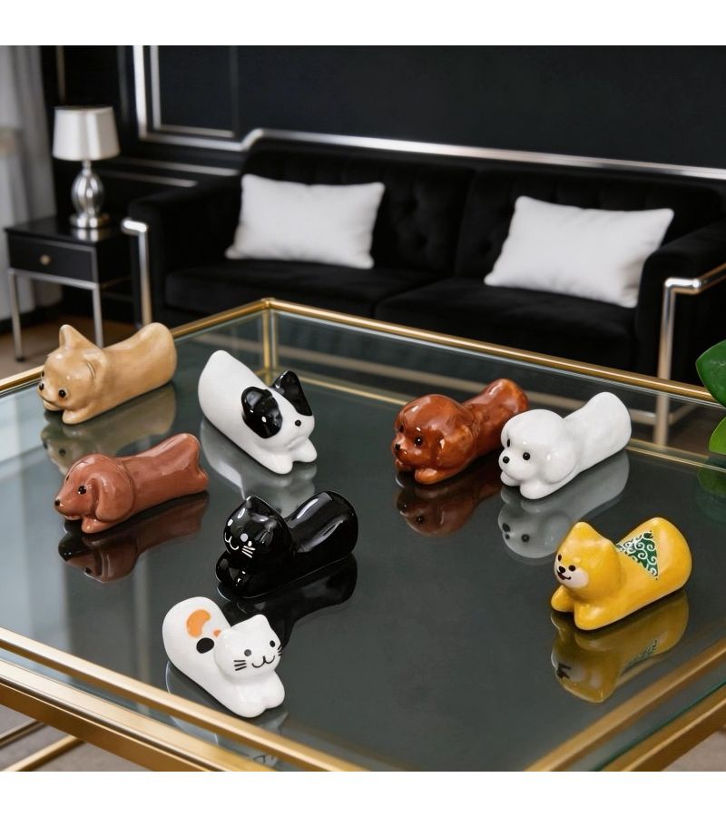 Ceramic French Bulldog Chopstick Holder Cute Dog Cat Print Dining Accessory - Image 5