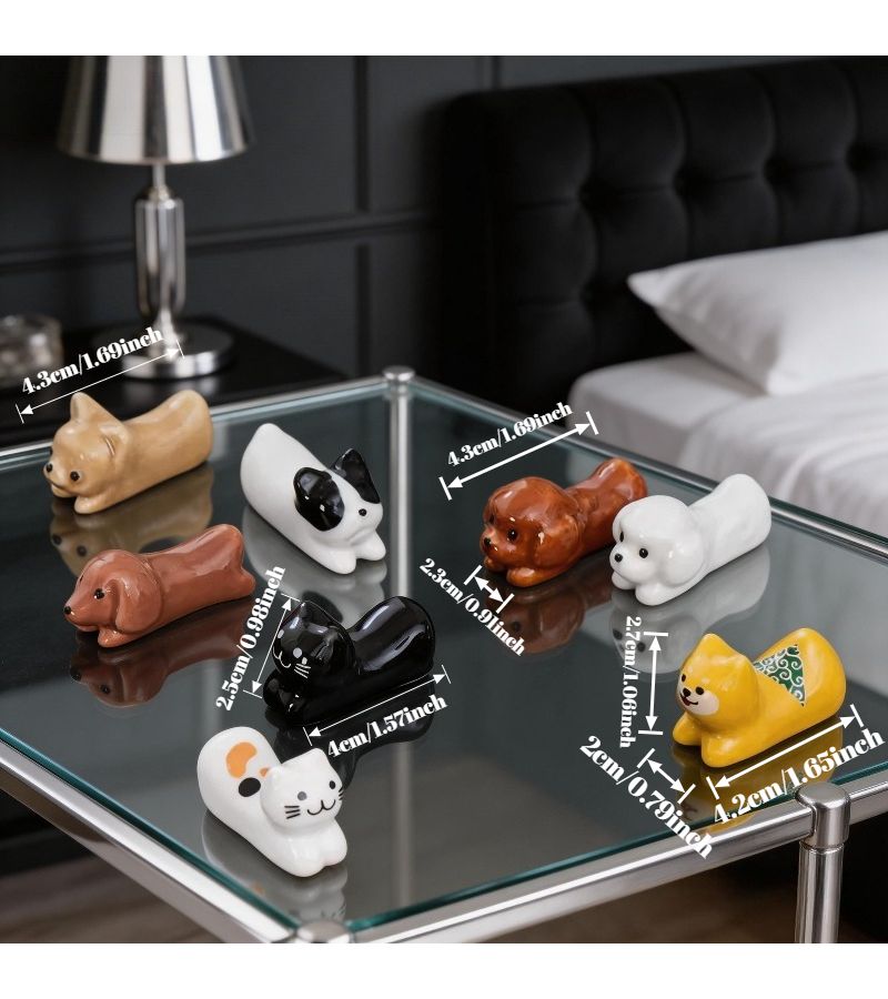 Ceramic French Bulldog Chopstick Holder Cute Dog Cat Print Dining Accessory - Image 3