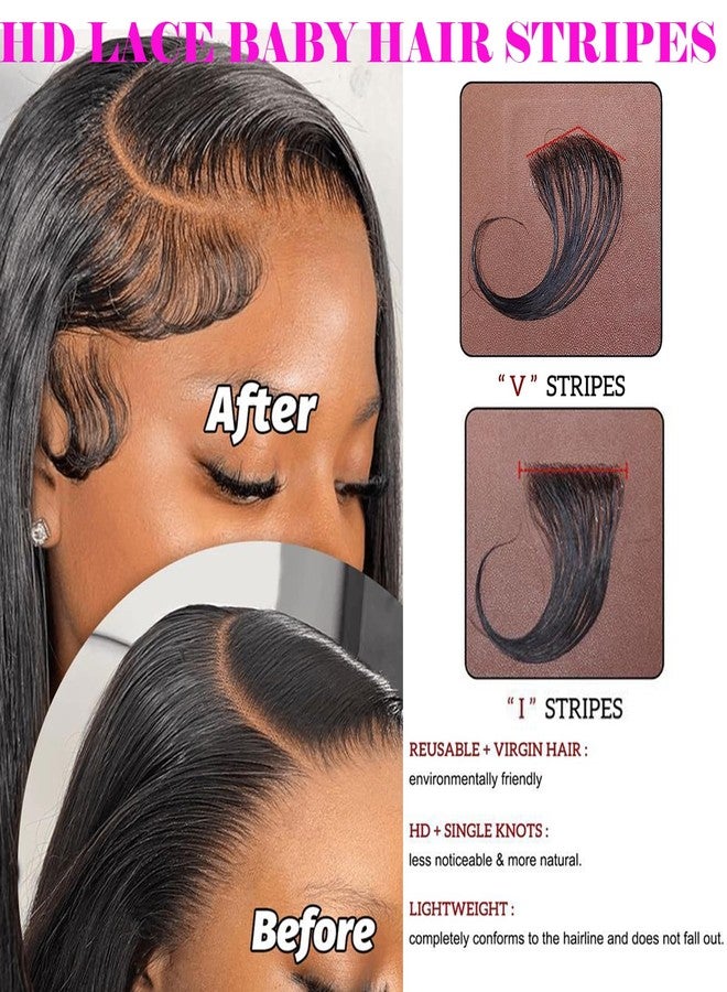 Vlliyava Edges Hair HD Lace Baby Hair for Women Reusable invisible Swiss Lace Hairline with 4Pcs Natural Handmade Real Human Hair Pieces, Black Color - Image 3