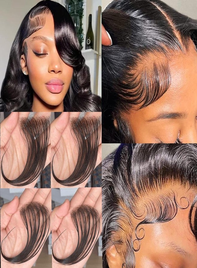 Vlliyava Edges Hair HD Lace Baby Hair for Women Reusable invisible Swiss Lace Hairline with 4Pcs Natural Handmade Real Human Hair Pieces, Black Color - Image 2