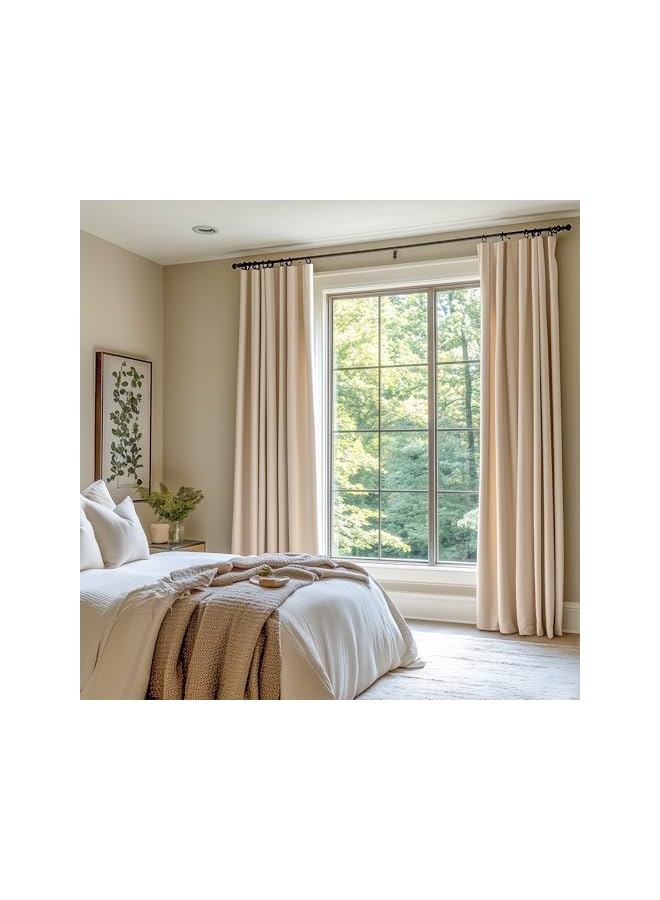 The Bros Velvet Curtains for Living Room, Thermal Insulated Luxury Curtains for Bedroom, Stylish Soft Extra Long Drapes, Room Darkening Rod Pocket Window Treatments 2 Panels (132x274cm,Beige) - Image 2