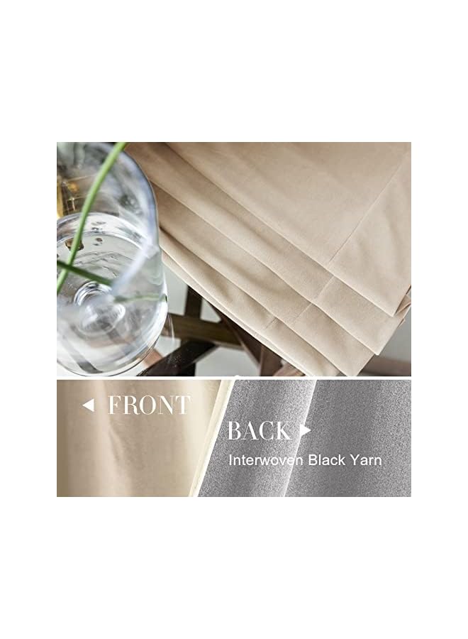The Bros Velvet Curtains for Living Room, Thermal Insulated Luxury Curtains for Bedroom, Stylish Soft Extra Long Drapes, Room Darkening Rod Pocket Window Treatments 2 Panels (132x274cm,Beige) - Image 5
