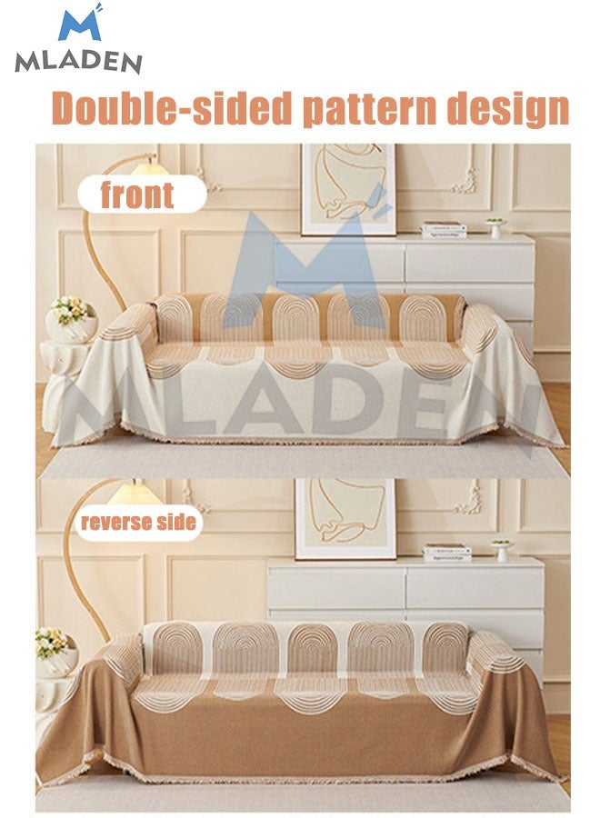 MLADEN Double Sided  Sofa Cover Stylish Sofa Cover Furniture Sofa Cover Towel Four Seasons Chenille Double Sided Sofa Towel Sofa Cover Knitted Tassel Decor Woven Sofa Blanket 180*230CM - Image 5