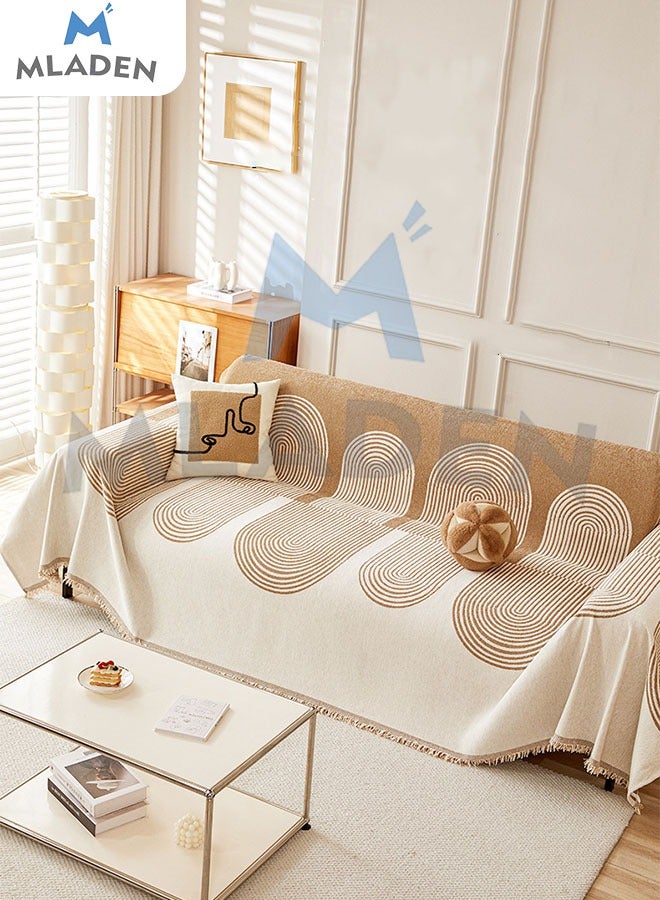 MLADEN Double Sided  Sofa Cover Stylish Sofa Cover Furniture Sofa Cover Towel Four Seasons Chenille Double Sided Sofa Towel Sofa Cover Knitted Tassel Decor Woven Sofa Blanket 180*230CM - Image 3