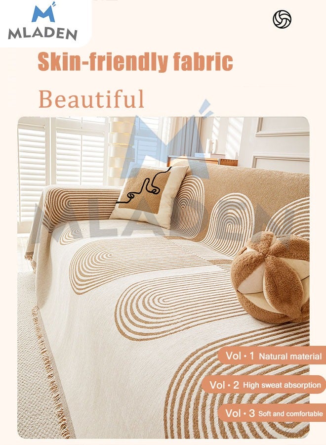MLADEN Double Sided  Sofa Cover Stylish Sofa Cover Furniture Sofa Cover Towel Four Seasons Chenille Double Sided Sofa Towel Sofa Cover Knitted Tassel Decor Woven Sofa Blanket 180*230CM - Image 4