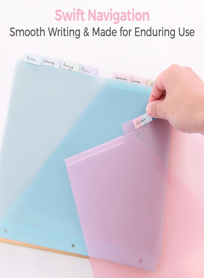 SKYDUE Pastel Binder Dividers with Tabs and Pockets - Soft Plastic Dividers for 3 Ring Binder, Includes 16 Blank Index Labels, for School & Office Organization, Pink - Image 5