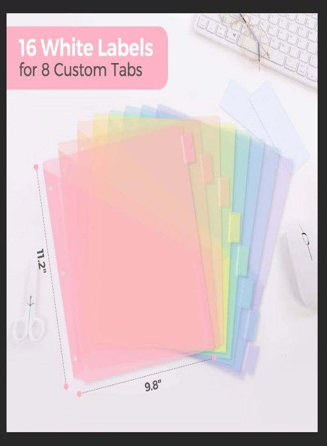 SKYDUE Pastel Binder Dividers with Tabs and Pockets - Soft Plastic Dividers for 3 Ring Binder, Includes 16 Blank Index Labels, for School & Office Organization, Pink - Image 2