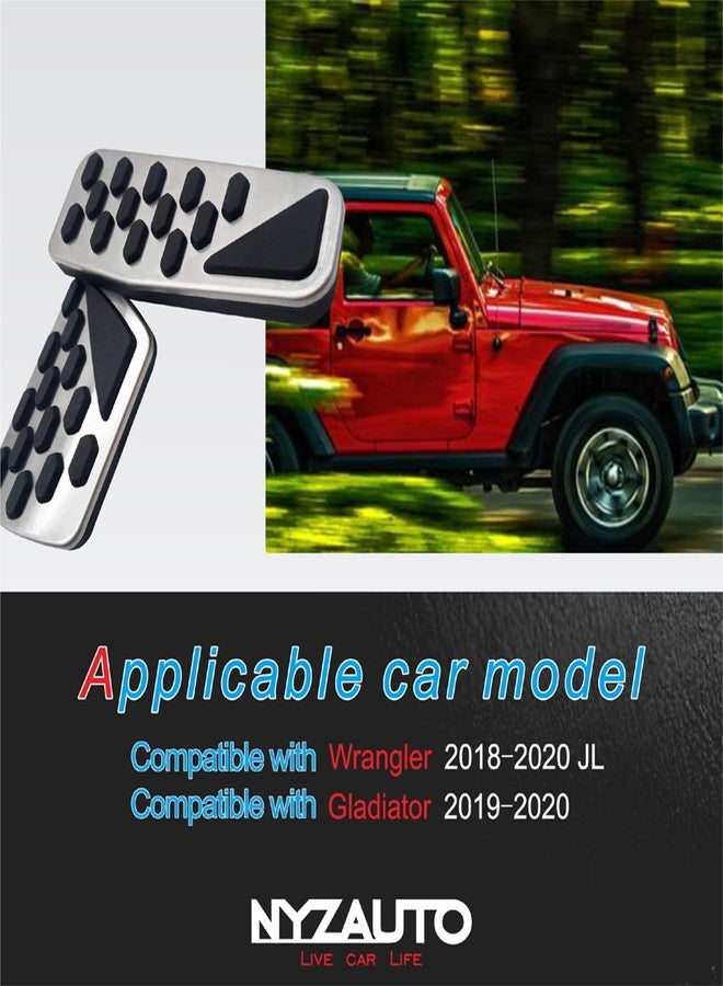 NYZAUTO Non-Slip Foot Pedal Pads for 2018 2019 Jeep Wrangler JL,Auto No Drilling Aluminum Brake and Accelerator Pedal Covers - Image 3
