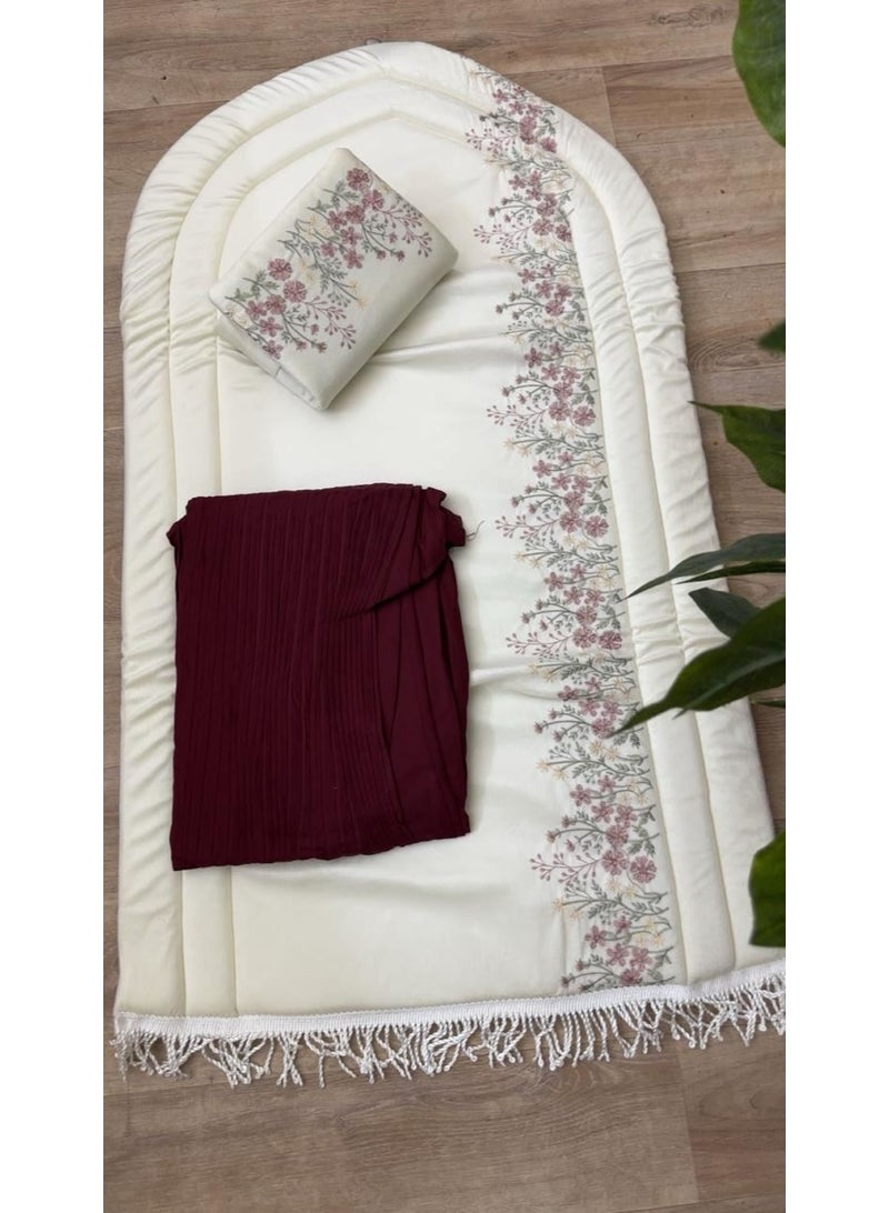 أرام سجادة صلاة اسفنج مبطن مع شرشف صلاة مرد خامة باردة و ممتازة وغلاف مصحف