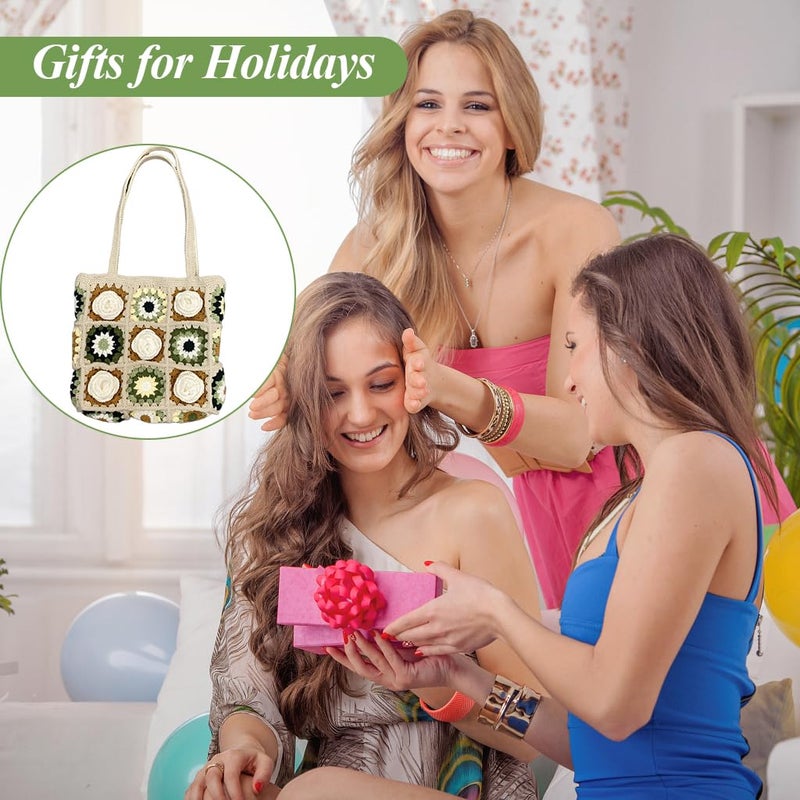 HASTHIP HASTHIP DIY Camellia Crochet Bag Material Kit with Magnetic Buckle Crochet Handbag Tote Camellia Pattern Handbag Material Kit with Yarn Crochet Hooks Lining Pouch Step by Step Tutorial 28x25cm - Image 5