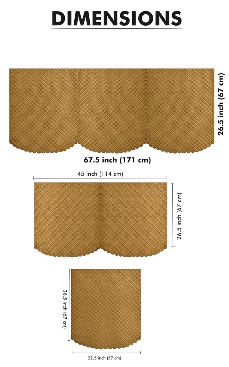 MEBELS JOY 10 Seater Sofa Cover Couch Cover Quilted Velvet Material Soft Washable Fabric for 10 Seater Sofa Covers 14 Pcs for Your Living Drawing Hall Room Musturd - Image 3
