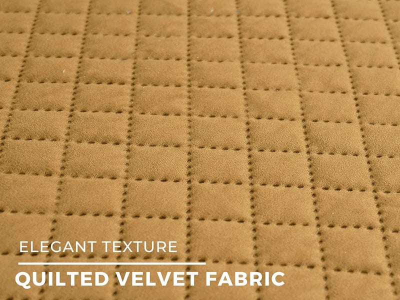 MEBELS JOY 10 Seater Sofa Cover Couch Cover Quilted Velvet Material Soft Washable Fabric for 10 Seater Sofa Covers 14 Pcs for Your Living Drawing Hall Room Musturd - Image 2