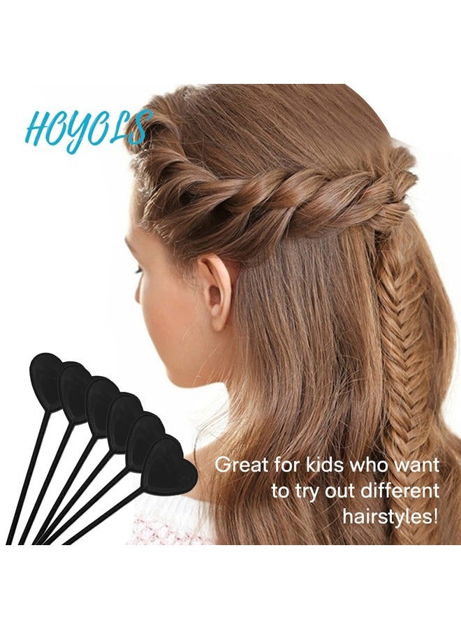 HOYOLS Hoyols 12pcs Quick Topsy Tail Hair Beader for Braiding Beads on Braids, Loop Threader and Braider for Kids Girls, Ponytail Hair Styling Maker Set of 12 - Black - Image 5