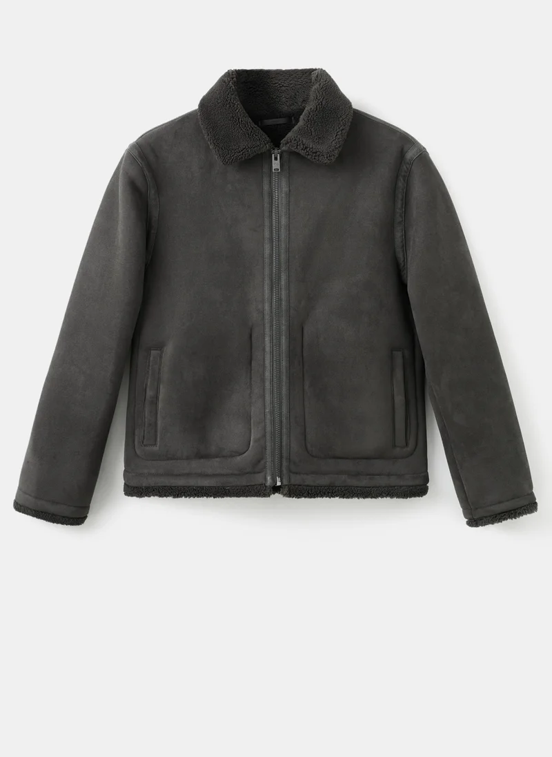 Mango Man  Double face jacket with sheepskin details for Men | Best Price UAE