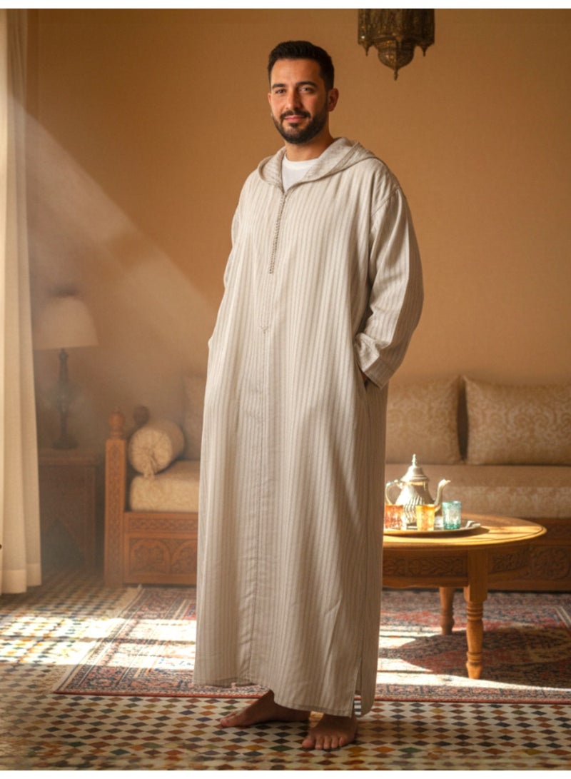 قميص رجالي ، ثوب نوم ، ثوب مغربي ، راحة مناسب هدايا رجالية فاخرة ثوب بيت رجالي للراحة قميص مغربي بكم طويل ، قميص صيفي رجالي اكمام طويلة ، قميص كم طويل ، ثوب سبعة رجالي بأكمام طويلة مع قبعة مريحة هدايا للرجال - Image 2