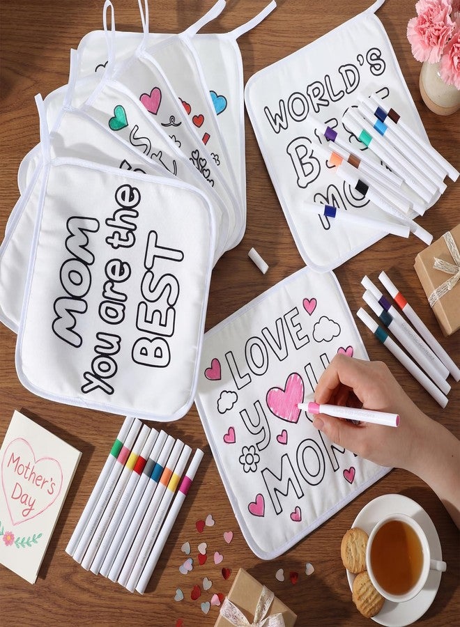Domensi 24 Pack Mother's Day Crafts Bulk Color Your Own Mother's Day Pot Holders with 24 Markers Coloring Arts and Crafts Kit Religious Blessed Mom Hot Pad Gifts for Mom Grandma Baking Cooking DIY - Image 4