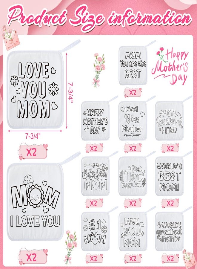 Domensi 24 Pack Mother's Day Crafts Bulk Color Your Own Mother's Day Pot Holders with 24 Markers Coloring Arts and Crafts Kit Religious Blessed Mom Hot Pad Gifts for Mom Grandma Baking Cooking DIY - Image 2