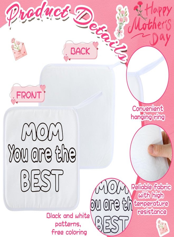 Domensi 24 Pack Mother's Day Crafts Bulk Color Your Own Mother's Day Pot Holders with 24 Markers Coloring Arts and Crafts Kit Religious Blessed Mom Hot Pad Gifts for Mom Grandma Baking Cooking DIY - Image 3