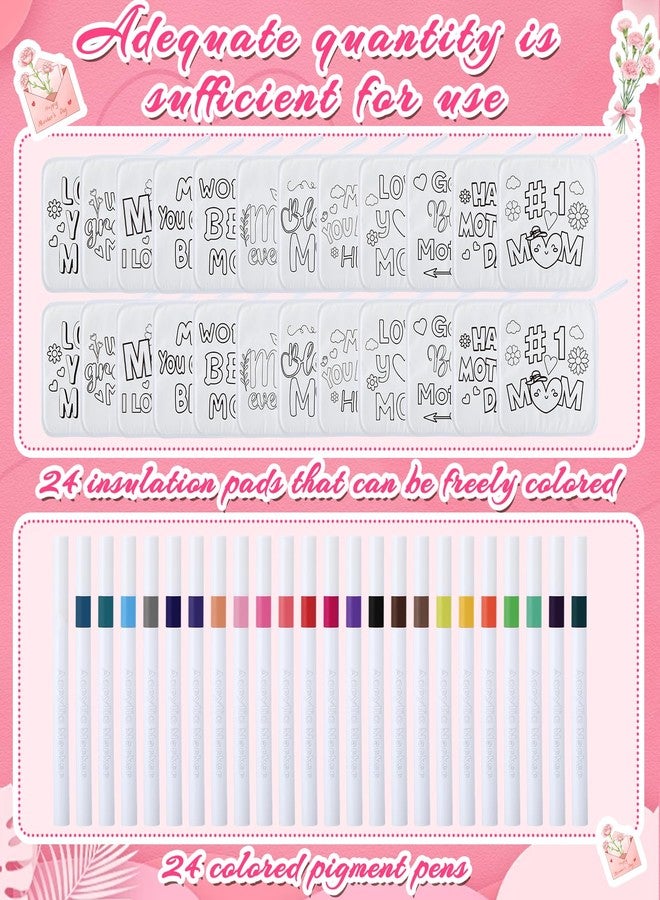 Domensi 24 Pack Mother's Day Crafts Bulk Color Your Own Mother's Day Pot Holders with 24 Markers Coloring Arts and Crafts Kit Religious Blessed Mom Hot Pad Gifts for Mom Grandma Baking Cooking DIY - Image 5