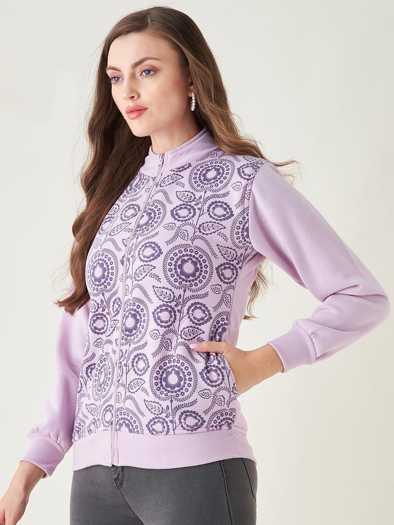 Pivl Women's Winter Printed casual Jacket_LAVENDER_L - Image 3