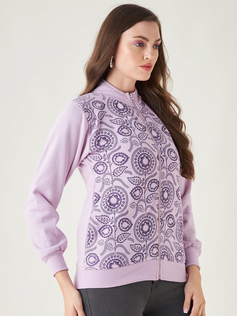 Pivl Women's Winter Printed casual Jacket_LAVENDER_L - Image 4