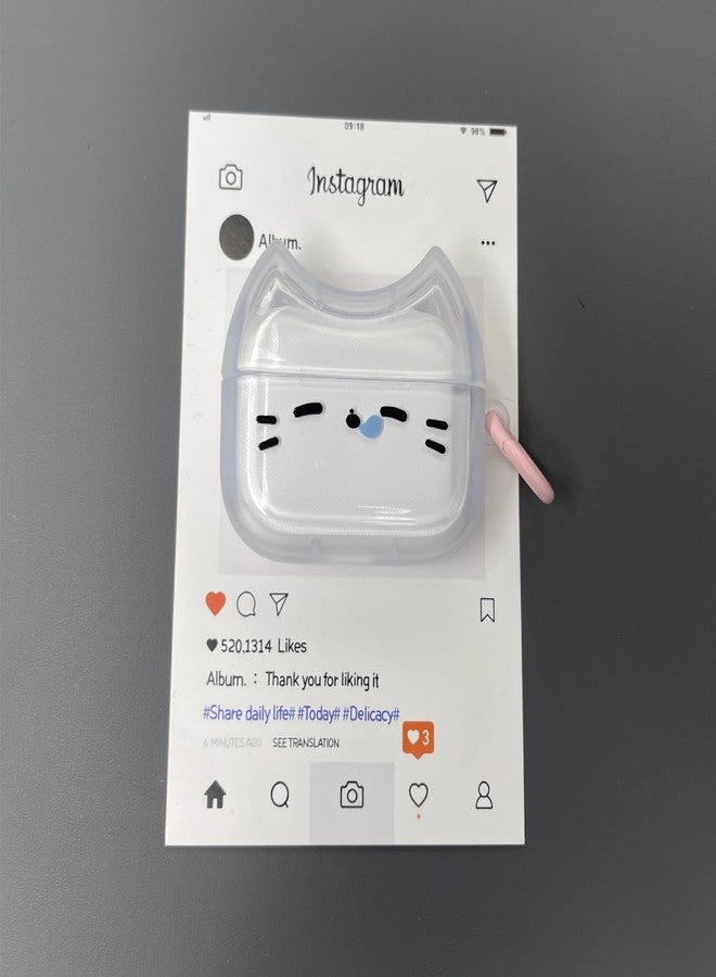 جراب سماعات شفاف لسماعات AirPods Pro، جراب سيليكون TPU ناعم بتصميم وجه قطة لطيف وجميل، غطاء حماية مقاوم للصدمات لسماعات AirPods Pro 2 - قطة نائمة - Image 5