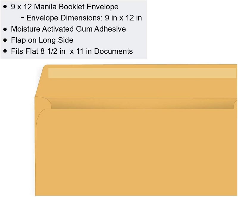 Office Express 9 x 12 Booklet Envelope - Open Side - 28# Brown Kraft (9 x 12) - Jumbo Series (50) - Image 3