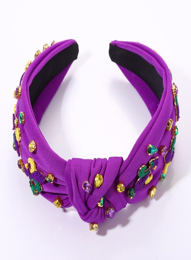 مولوك طوق رأس مولوخ ماردي غرا للنساء، مزين بالخرز على شكل زهرة الزنبق، طوق رأس معقود، بنفسجي، أصفر، أخضر، طوق شعر مرصع بالكريستال، إكسسوارات شعر ليوم الثلاثاء البدين، هدايا - Image 4