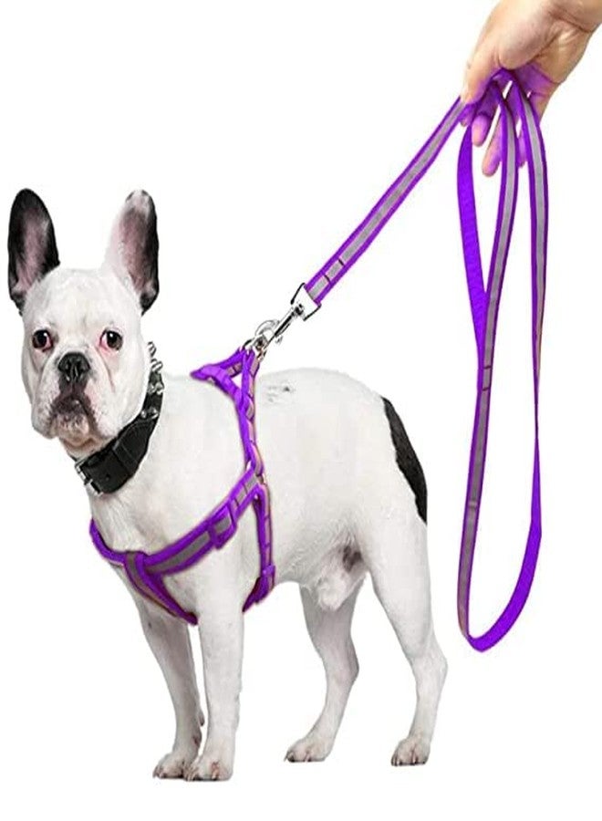 Smart Pups Dogs Nylon Reflective Dog Leash Lead Set Adjustable, Nylon 15 MM Puppy Body Belt Set Reflective for Small Breed Pets (Purple) - Image 1