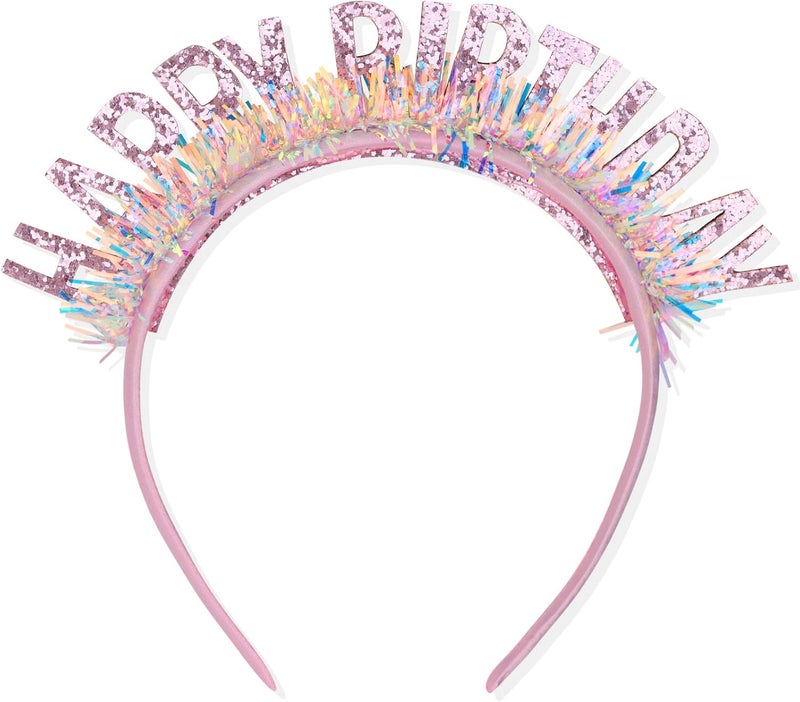 CIEHER Birthday Tiara, Birthday Headband for Women and Girls, Happy Birthday Decorations and Gifts - Pink