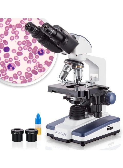 AmScope B120A Siedentopf Binocular Compound Microscope 40X1600X Magnification Brightfield LED Illumination Abbe Condenser DoubleLayer Mechanical Stage