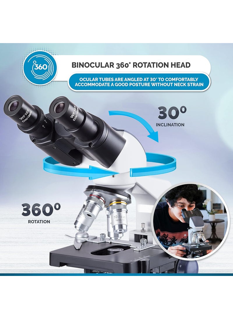 AmScope - AmScope B120A Siedentopf Binocular Compound Microscope 40X1600X Magnification Brightfield LED Illumination Abbe Condenser DoubleLayer Mechanical Stage - Image 1