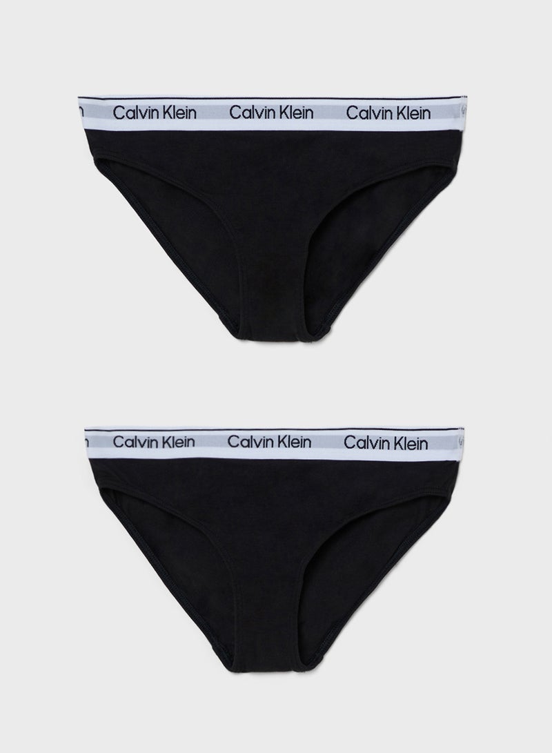 Calvin Klein Jeans Kids 2 Pack Logo Band Bikini Briefs  - Image 1