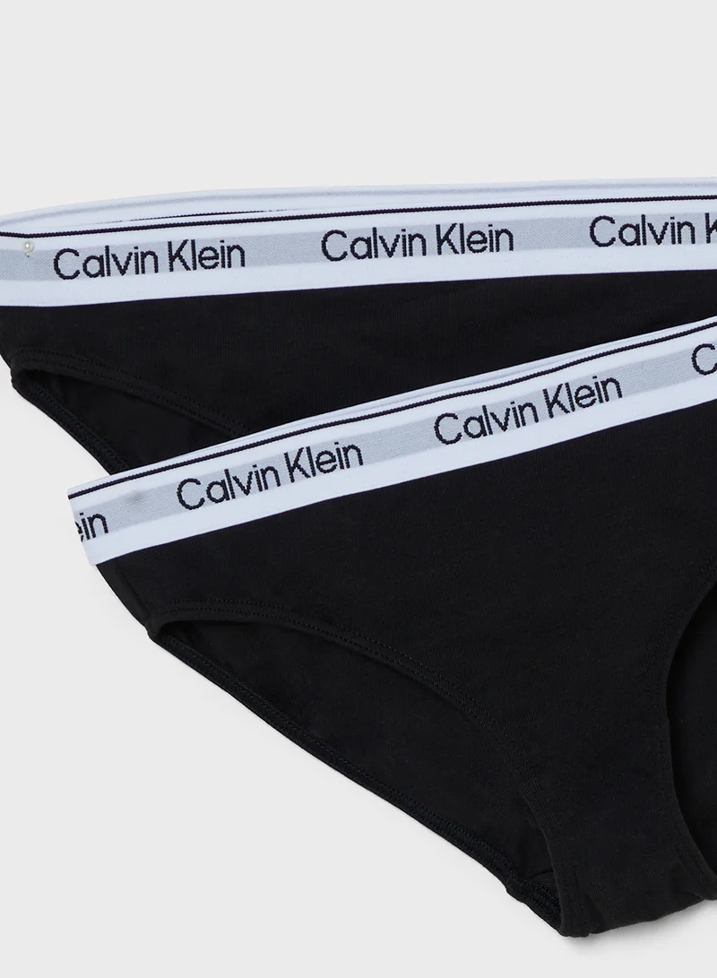 Calvin Klein Jeans Kids 2 Pack Logo Band Bikini Briefs