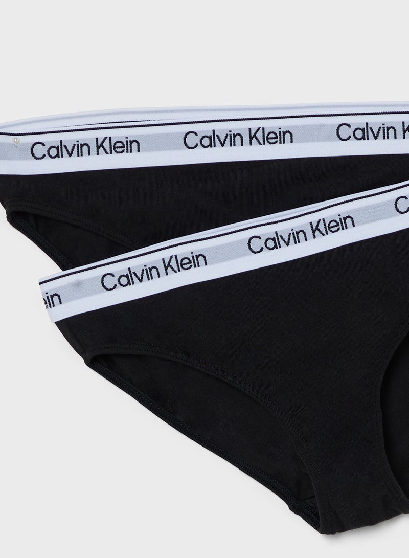 Calvin Klein Jeans Kids 2 Pack Logo Band Bikini Briefs  - Image 5
