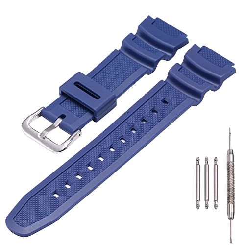 MCXGL Natural Resin Replacement Watch Band Compatible with Casio W218H W-219H AE1200WH AE-1300WH W800H SGW-300H F-108WH Waterproof Rubber strap - Image 1