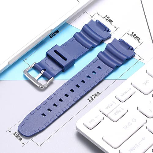MCXGL Natural Resin Replacement Watch Band Compatible with Casio W218H W-219H AE1200WH AE-1300WH W800H SGW-300H F-108WH Waterproof Rubber strap - Image 3