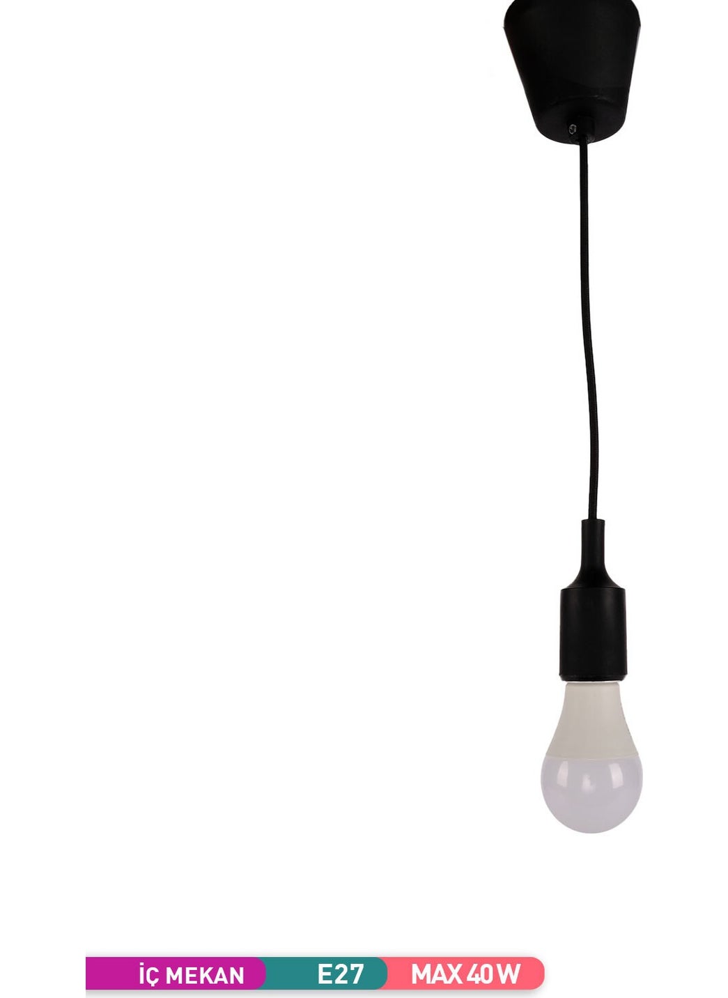 Marketekno Ack Decorative LED Pendant Lamp Black E27 Socket Bulb  - Image 3